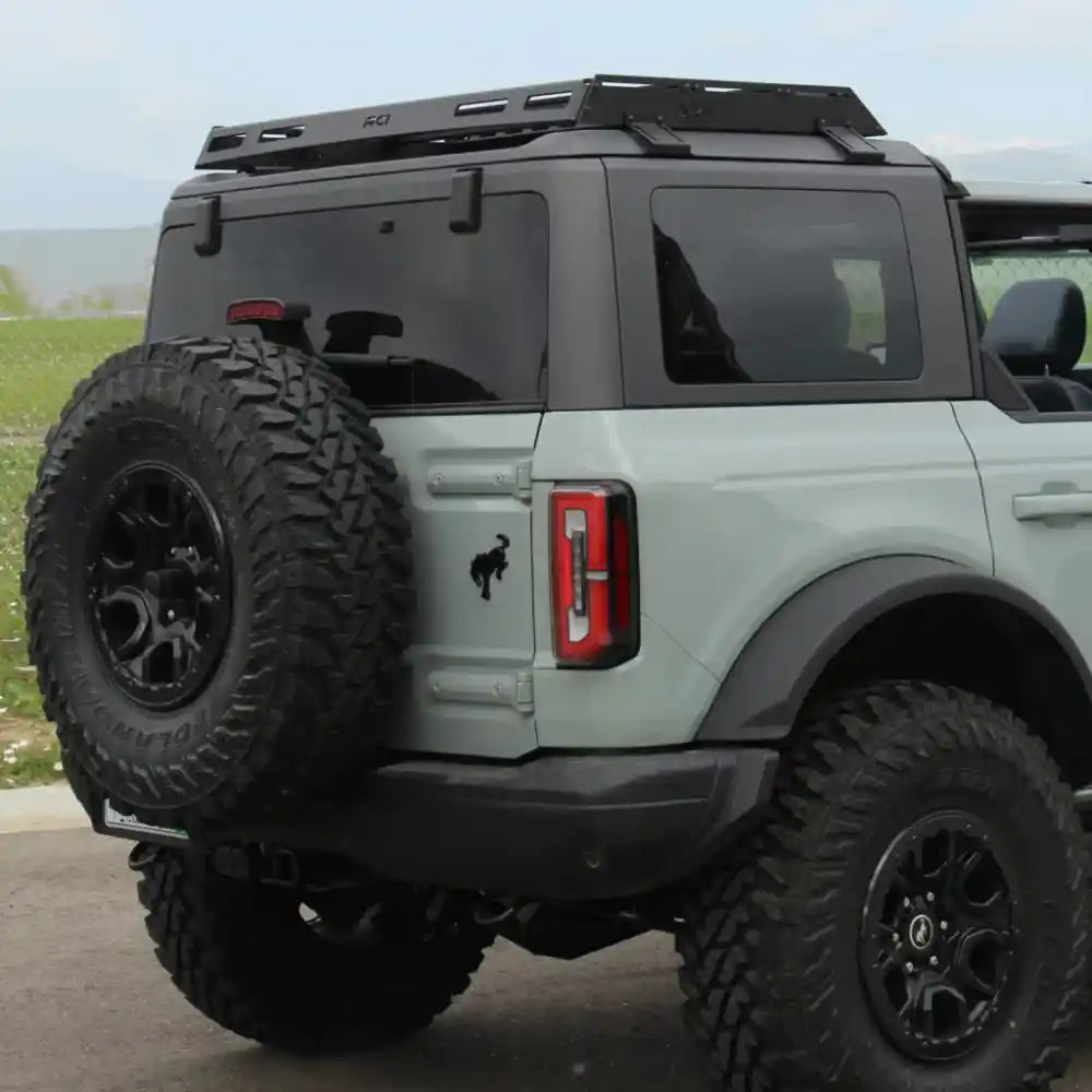Rear angle of Bronco with RCI Offroad roof rack