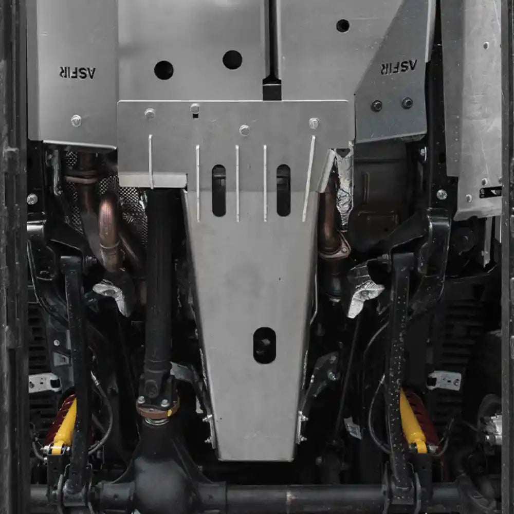 Rear fuel tank skid plate installed