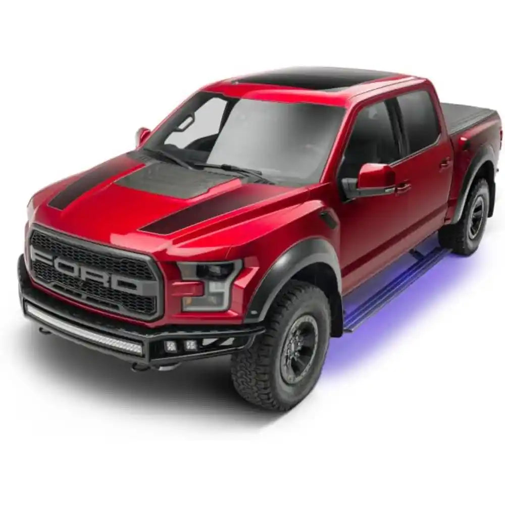 Red Ford F-350 Super Duty equipped with PowerStep