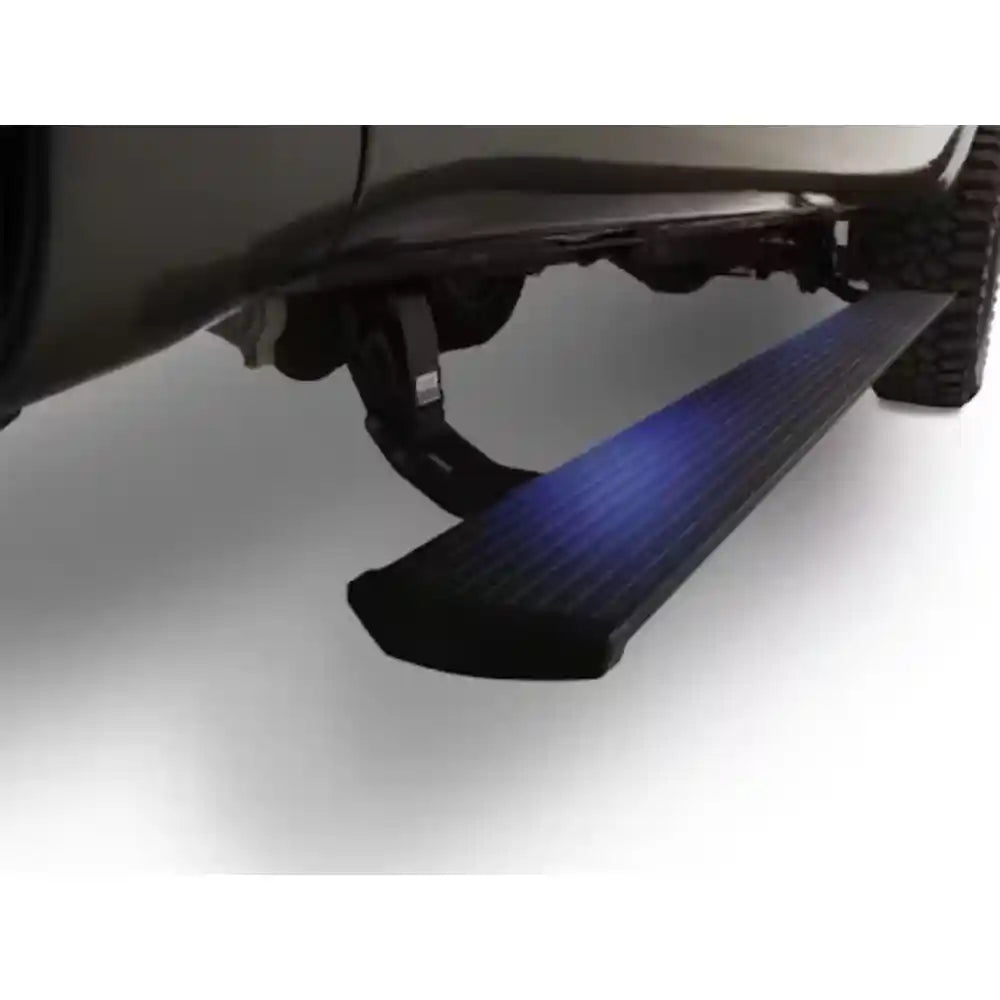 Retractable AMP PowerStep illuminated on 2016-2017 Nissan Titan XD.