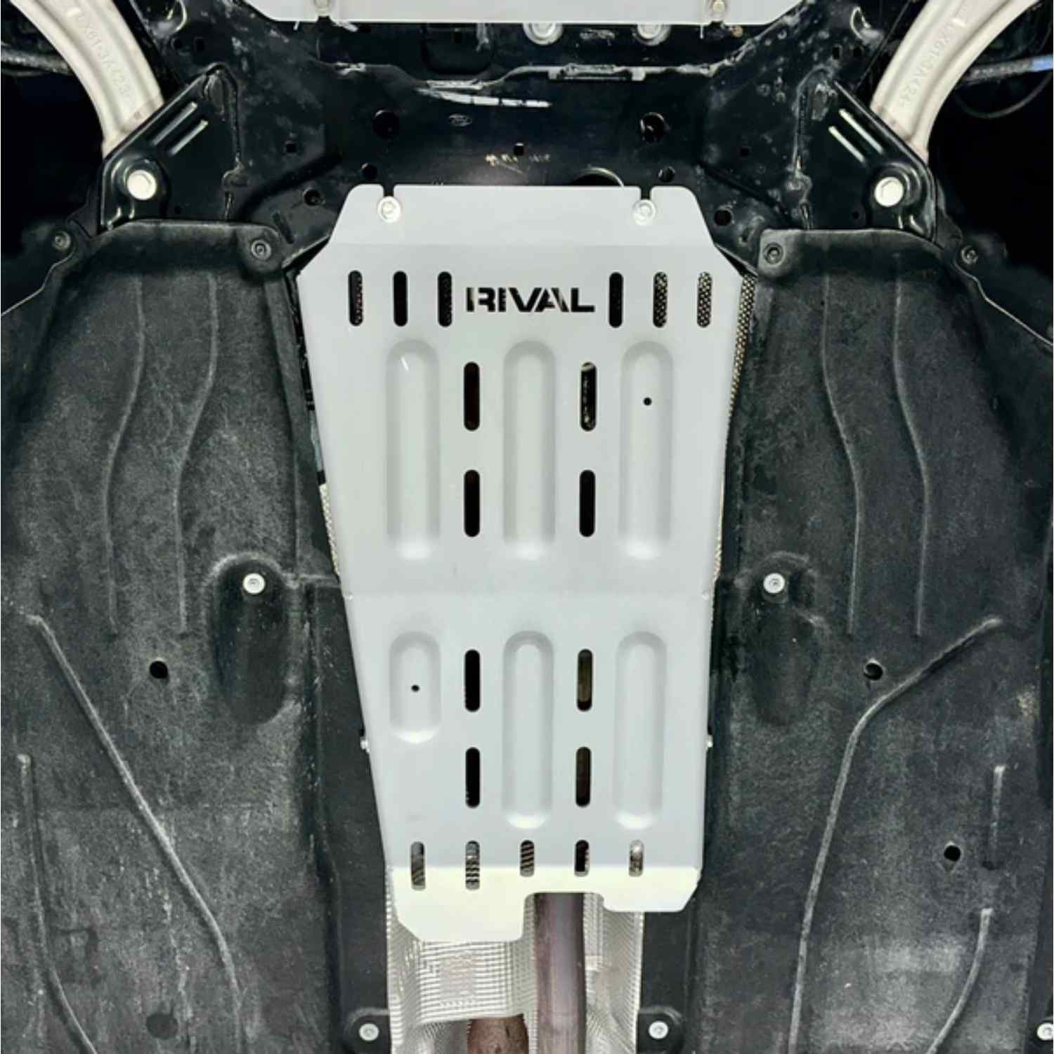 Rival Aluminum Catalytic Converter Skid Plate For Maverick & Bronco Sport Mounted View