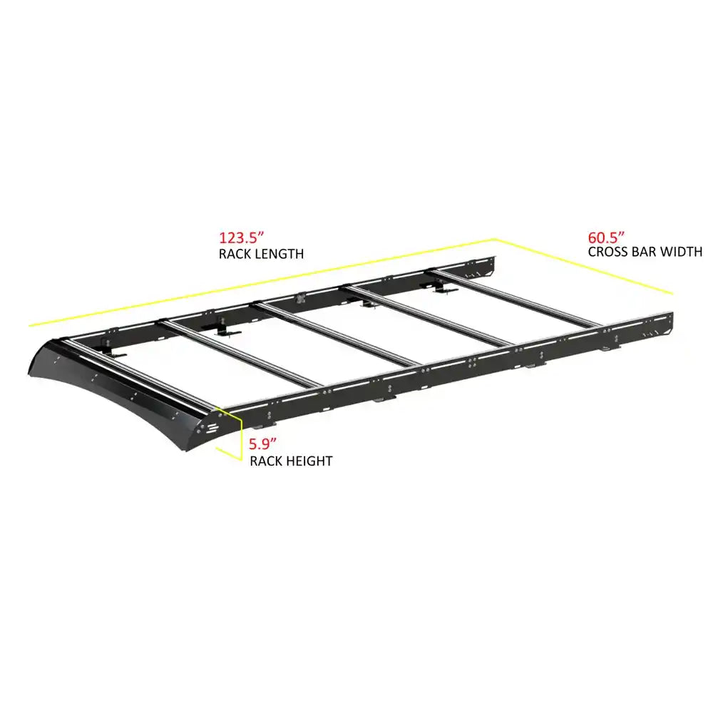 White Top Adventures Strata Roof Rack for Transit dimentions.