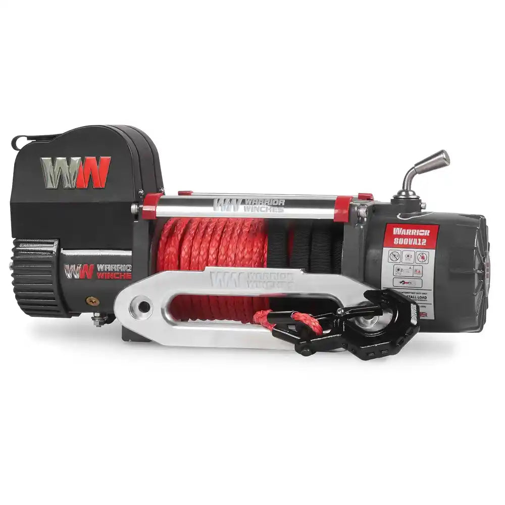 Samurai 8000lb winch with black hook on white background