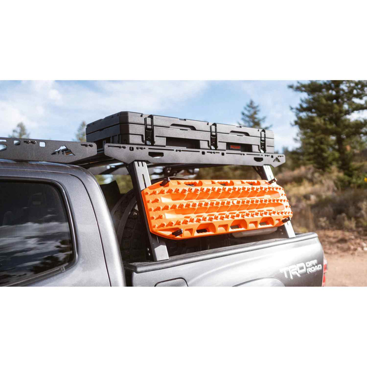 Sherpa PAK Bed Rack System loaded with overland gear