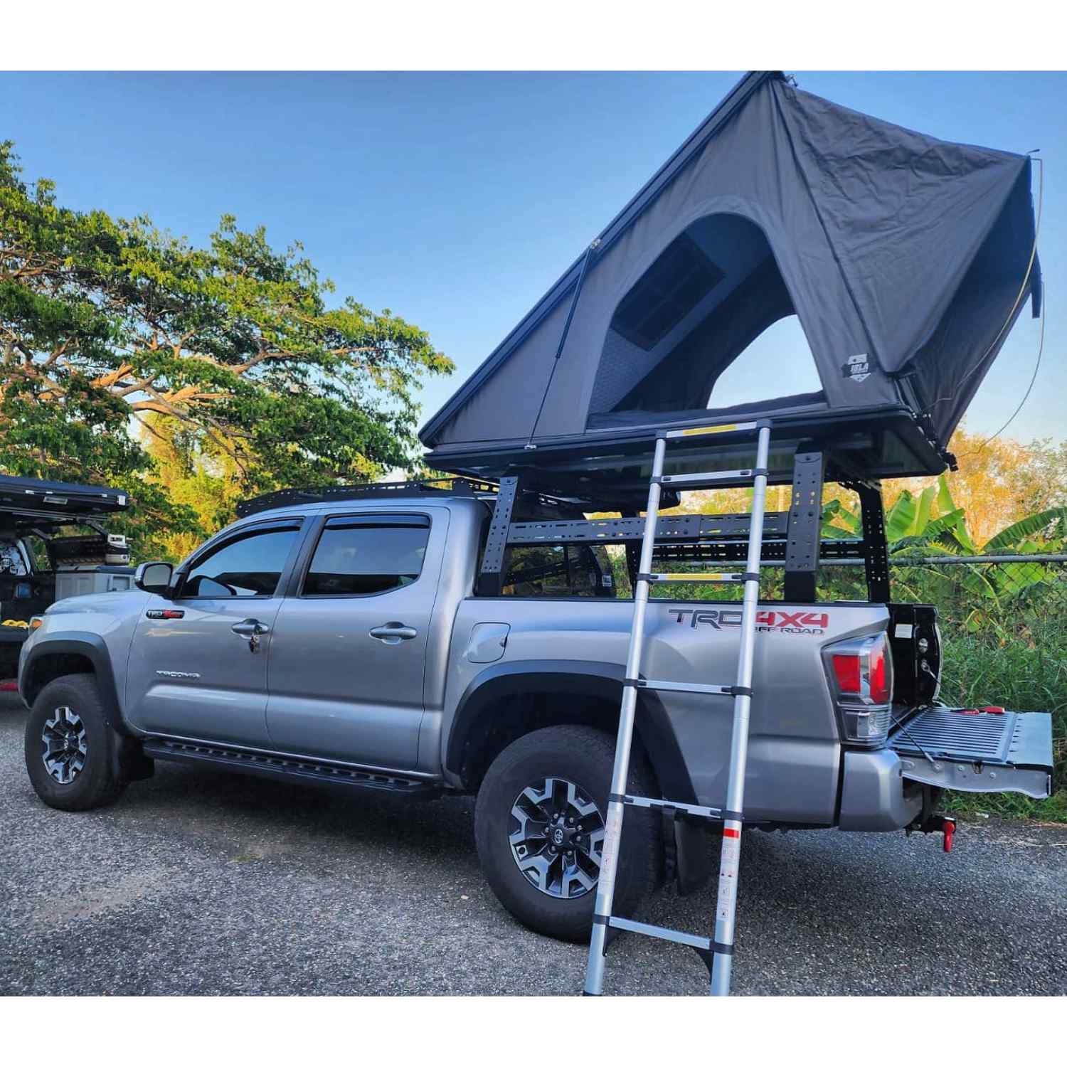 Tuwa Pro Mounted Shiprock on Tacoma with Roof Top Tent on Top
