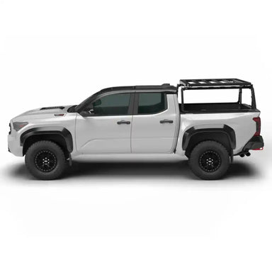 Side profile of pickup truck equipped with full-length RACK system