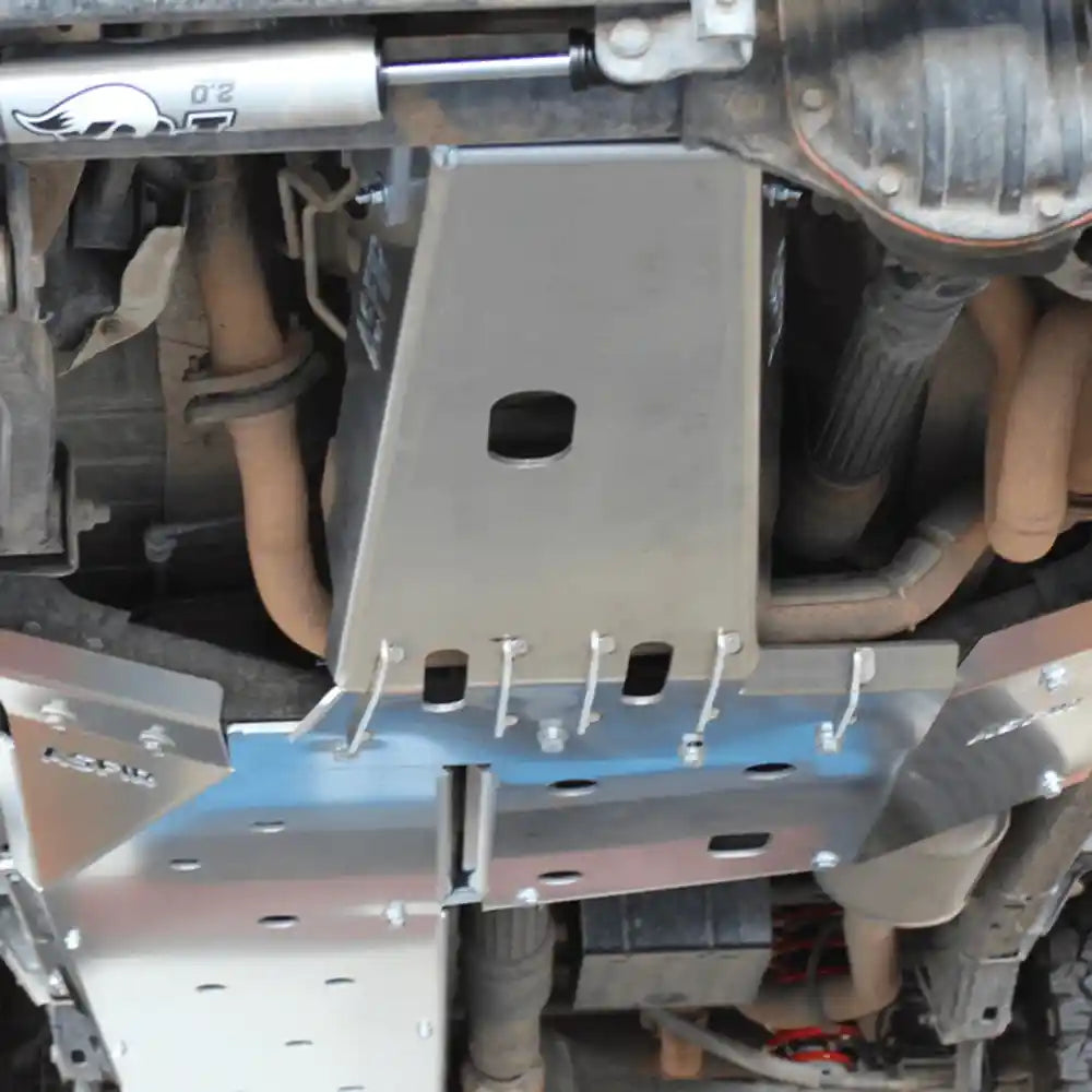 Side view of installed Asfir skid plates on JK undercarriage