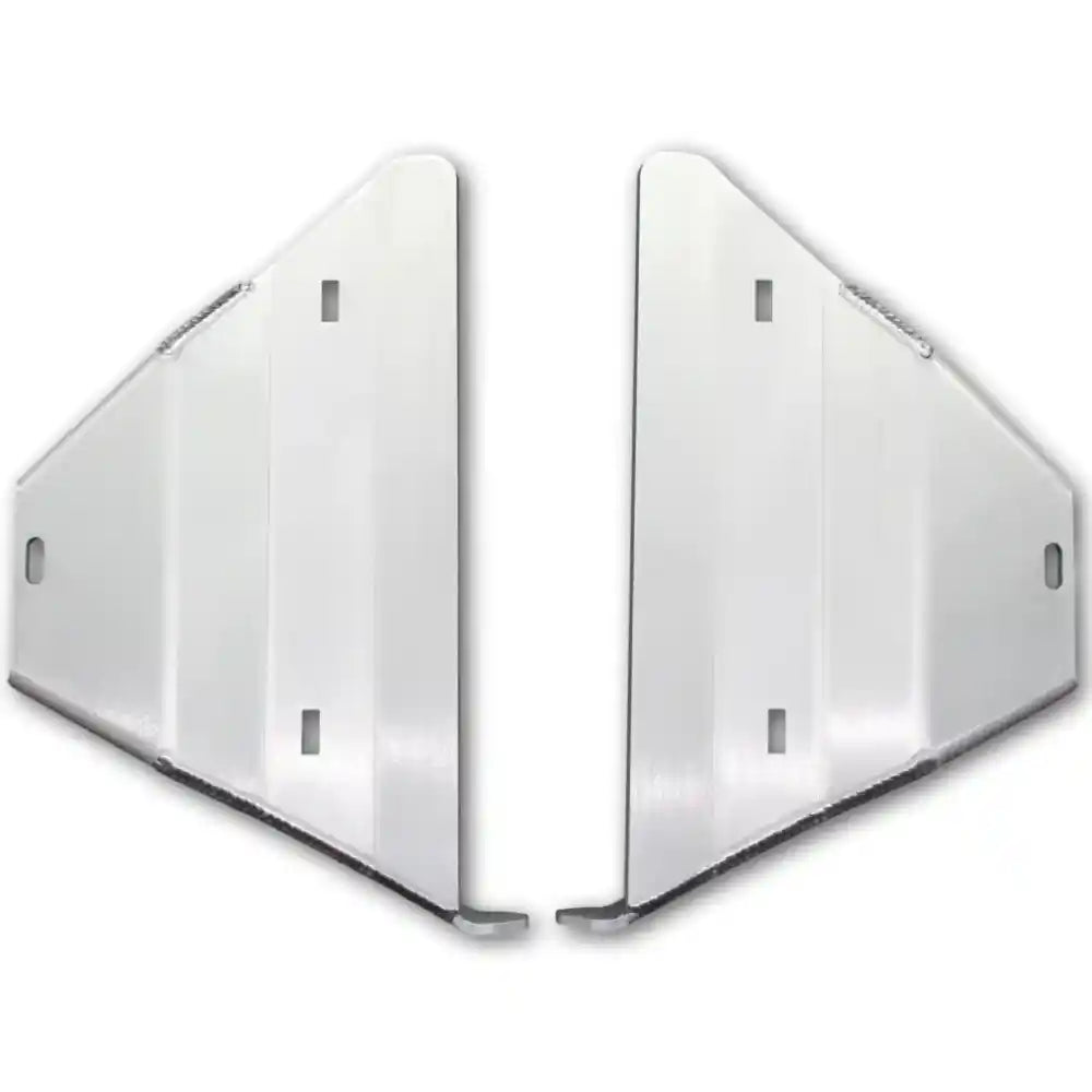Silver RCI A-arm skid plates in raw aluminum finish, pair view