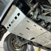 Silver RCI engine skid plate mounted on 2015+ Colorado chassis