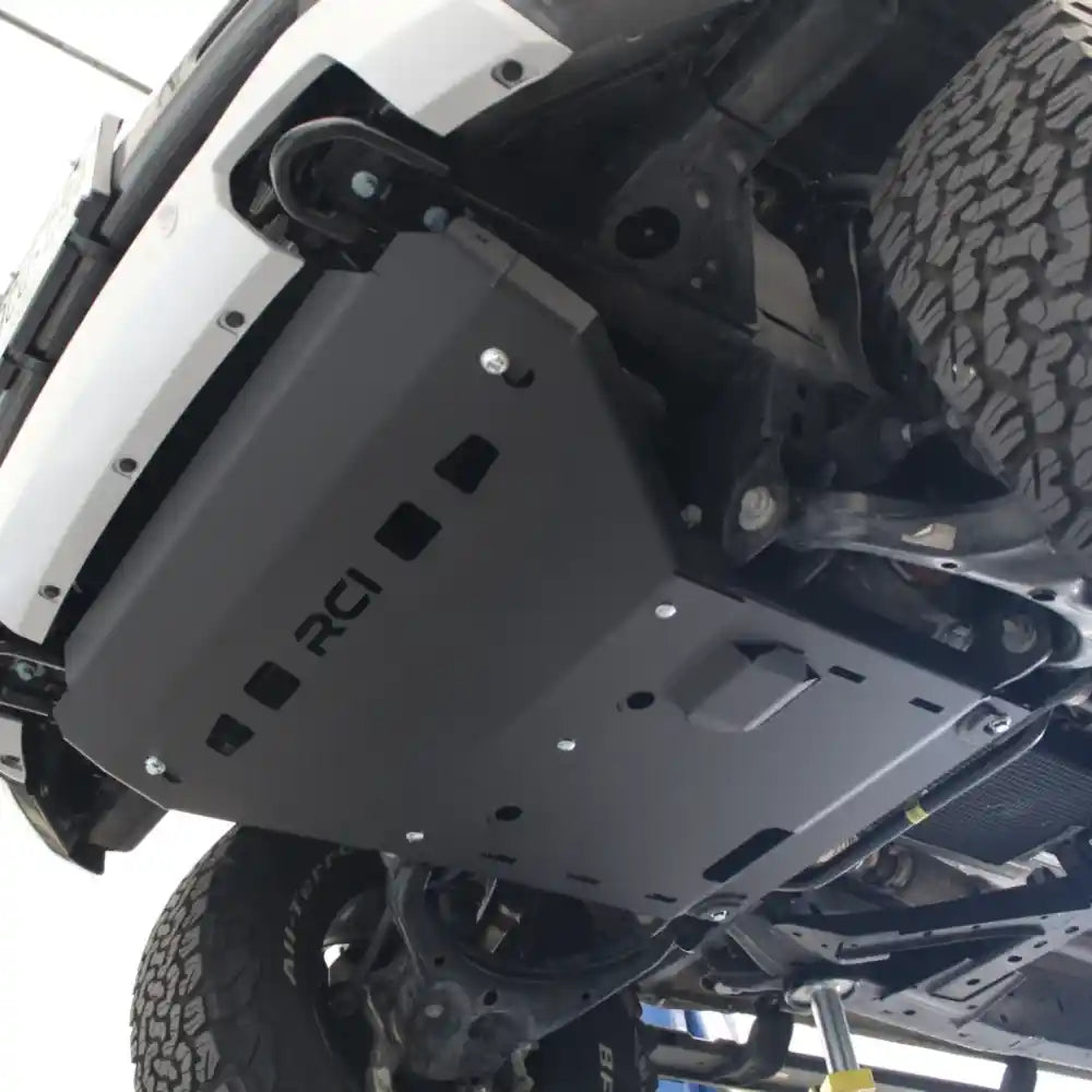 Silver RCI engine skid protecting Ranger oil pan and frame.