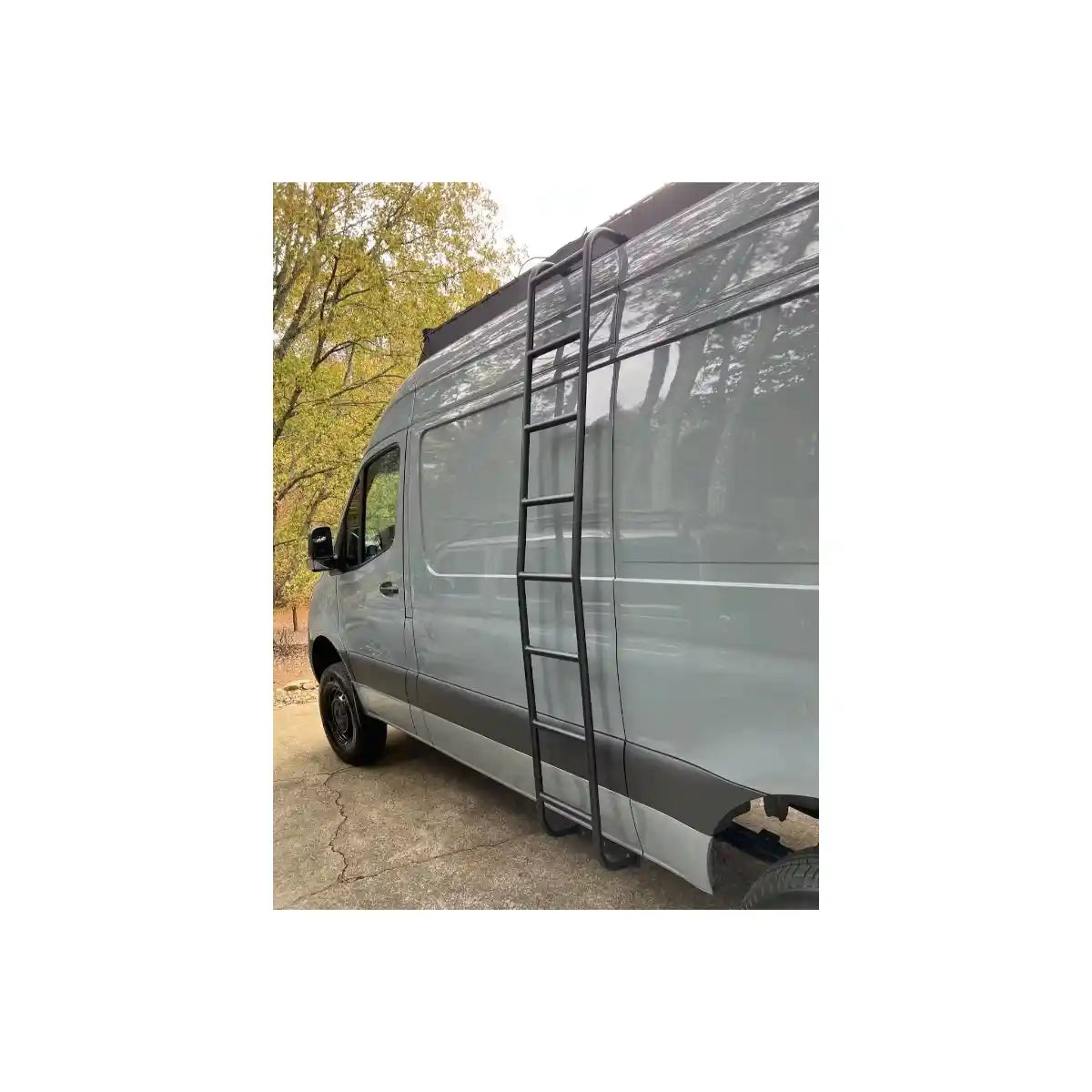 Sprinter with a ladder on a white background