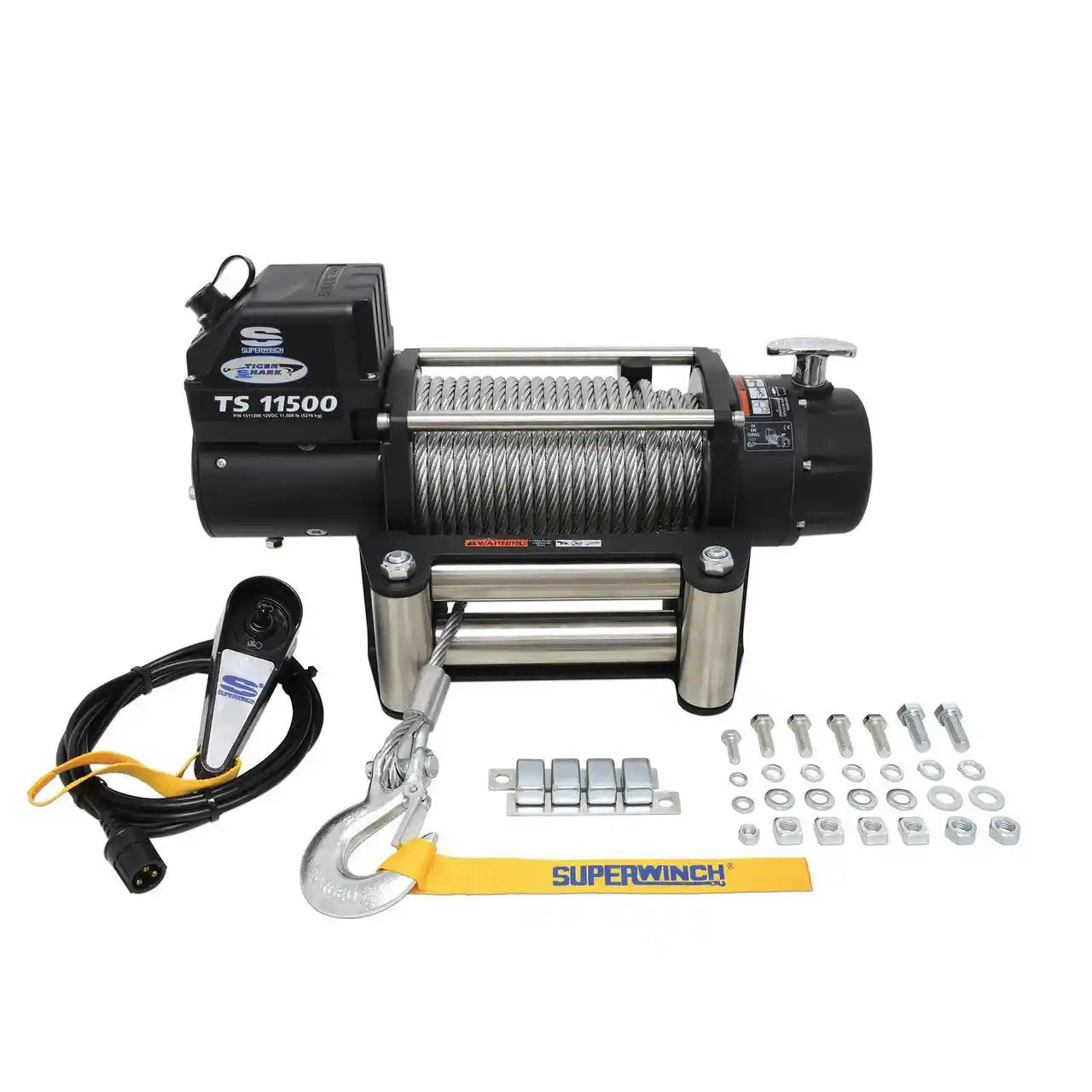 Superwinch TS 11500 winch with accessories on a white background