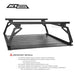 Black tonneau cover bed rack with ACS logo on a white background