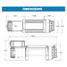 Technical drawing of a Tiger Shark winch with dimensions labeled