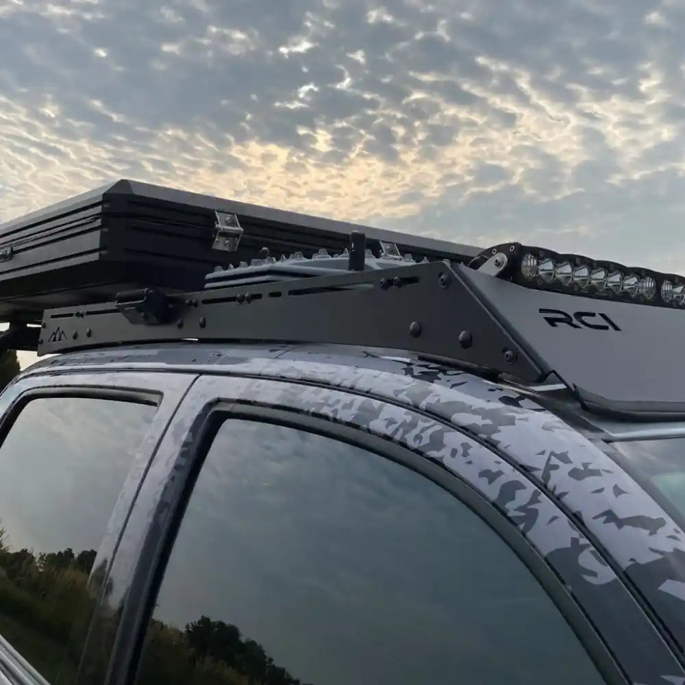 Top view of RCI Off Road roof rack on Tacoma