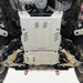 underbody view of Mounted Rival Transmission Skid plate for raptor