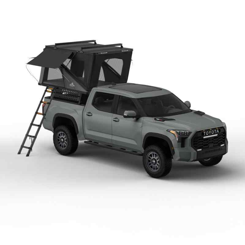 Tuff Stuff® Overland Alpine Aluminum Shell Roof Top Tent Mounted View