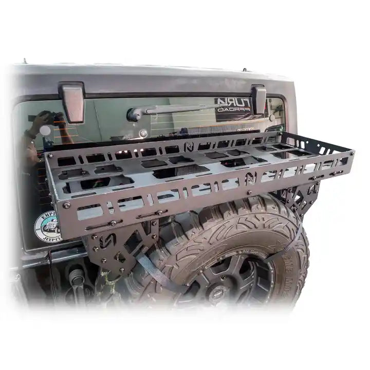 Turn Offroad tire carrier rack side angle view