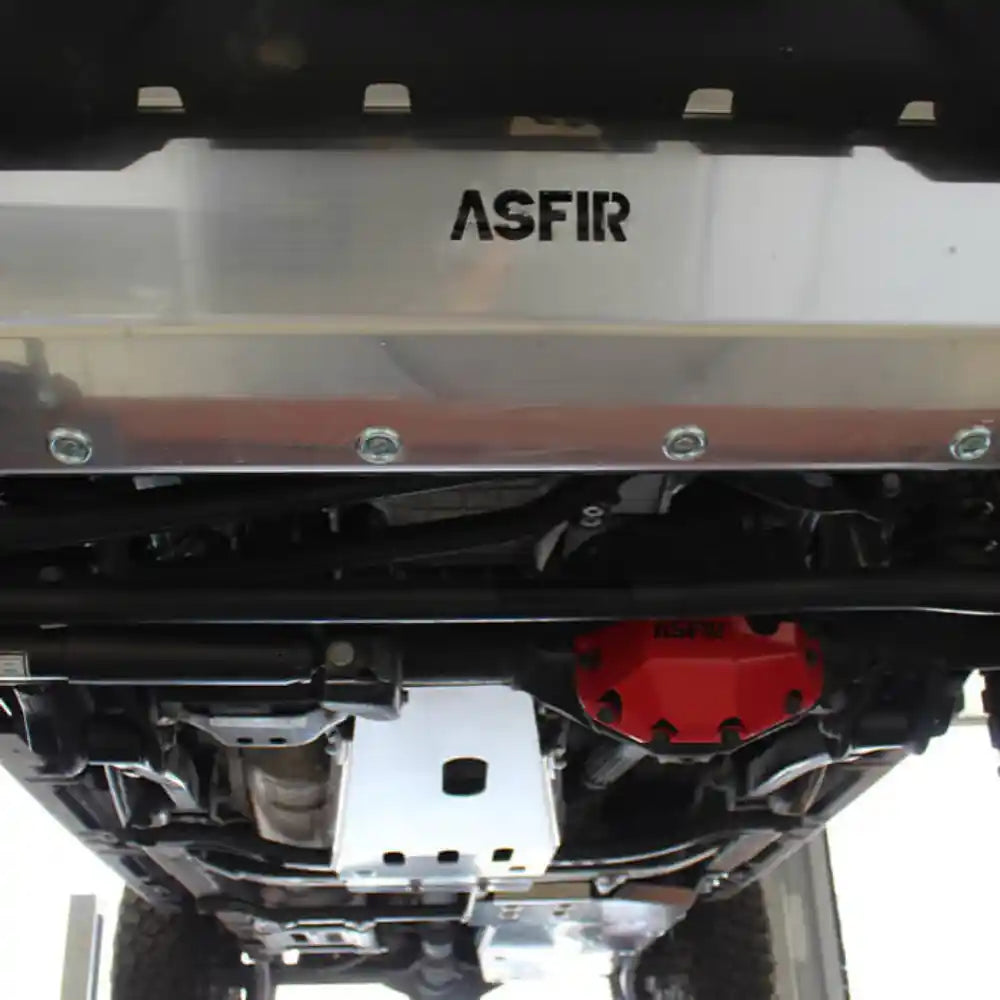 Underbody installed with Asfir brandingAsfir Gladiator JT engine transmission skid plate installed