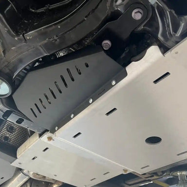 Underbody view of RCI cat guards on 4Runner