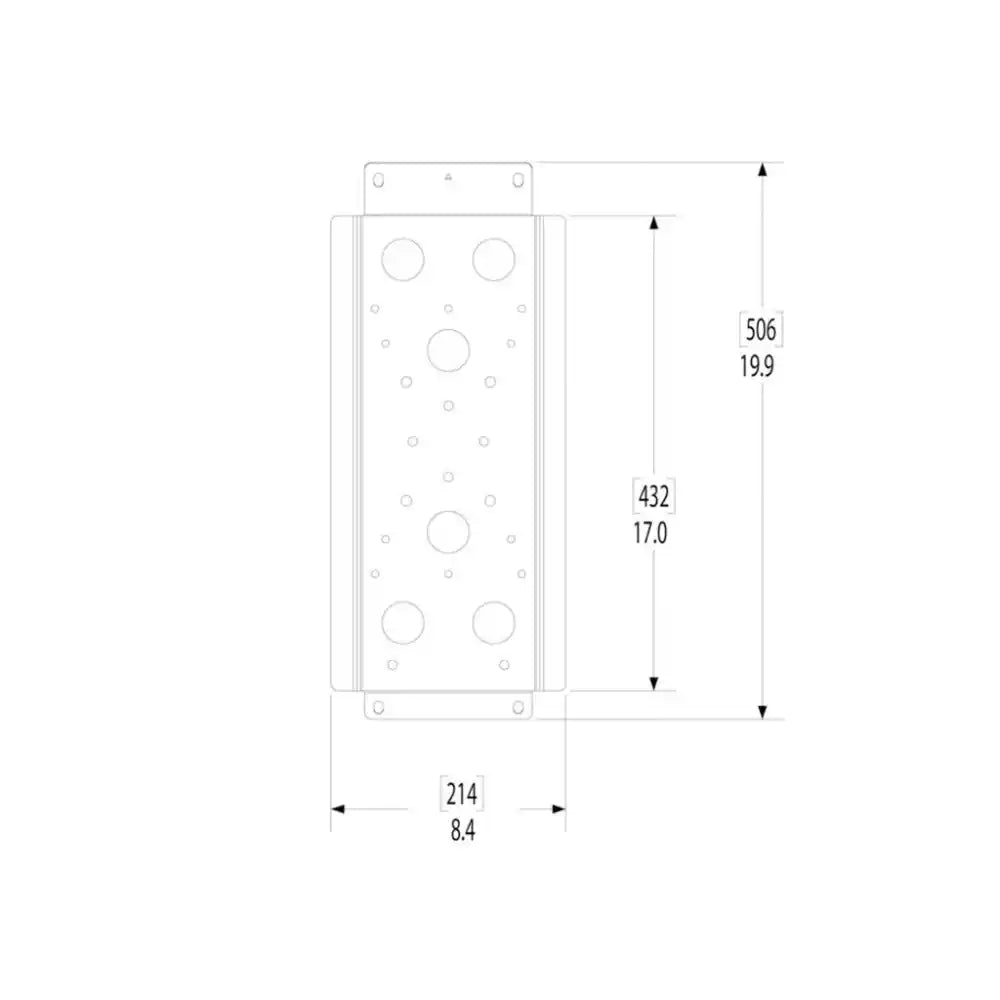 Universal mounting plate technical diagram showing hole layout and dimensions