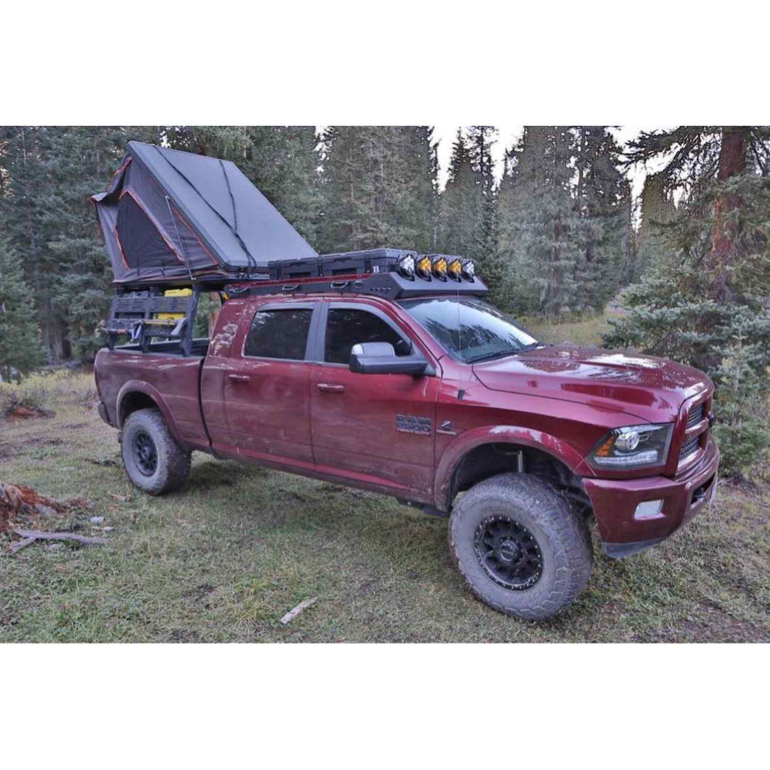 Uptop Overland Alpha 2009-2018 RAM 2500 4G Mega Cab Roof Rack Side View