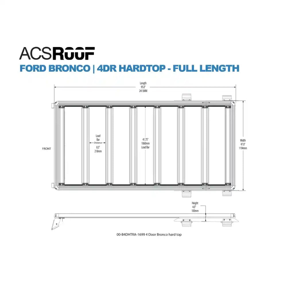 Leitner Designs ACS Roof Rack for Ford Bronco 4 Door Hardtop | Over Cab Full Length Platform Rack
