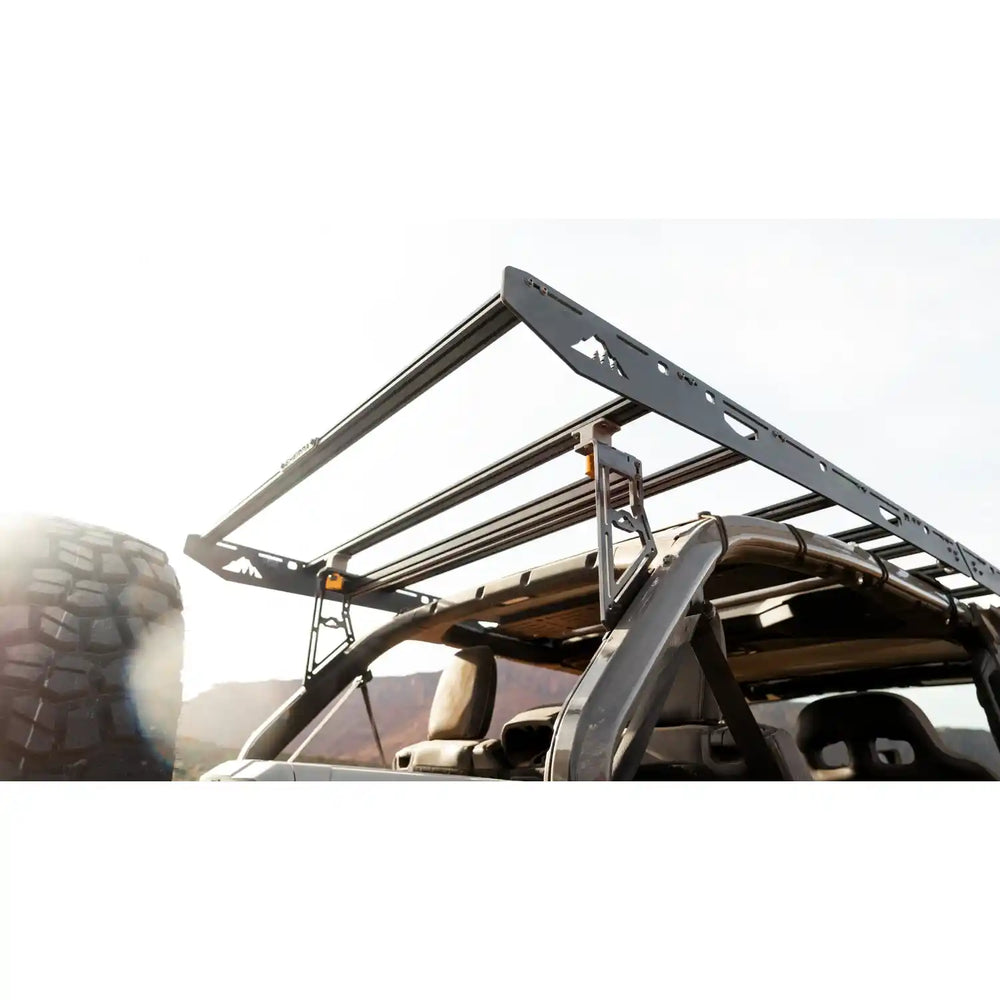 close-up Roof rack system on a JLU with no roof