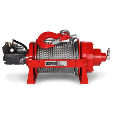 Red JR10 winch with a white background