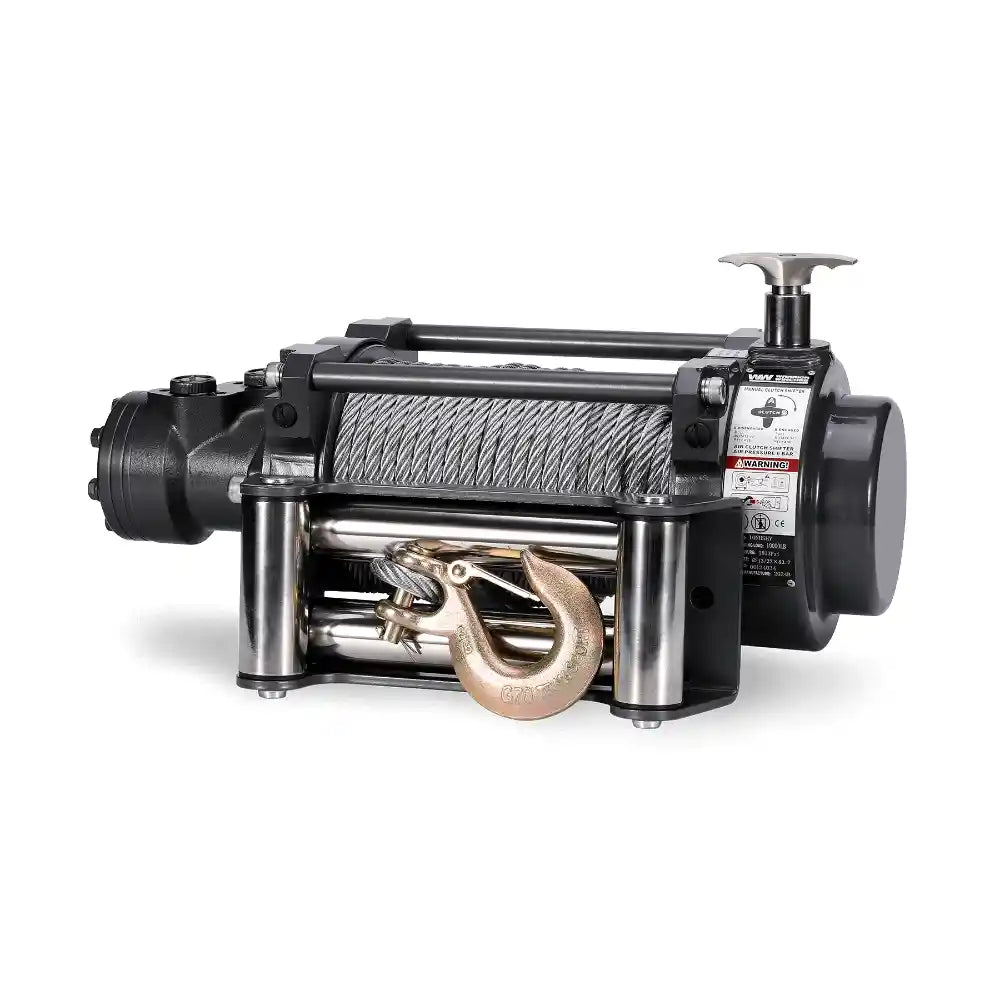 Warrior Winch with cable and hook on a white background