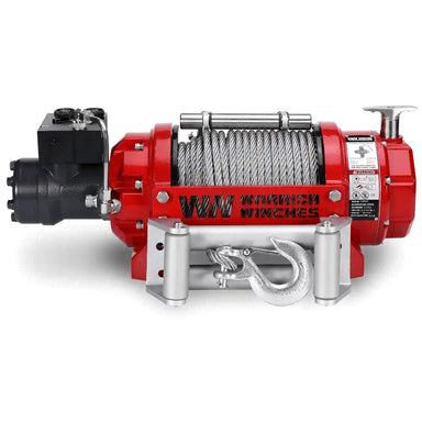 Warrior RV10 4.5 Ton Red Winch with cable on a white background