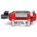 Red RV15 15,000lb Winch with cable on a white background