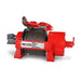 Red JR30 66,000lb  winch with steel cable on a white background