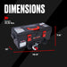 Trojan 4000lb Utility Winch with dimensions and weight displayed on a black background