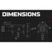 Dimensions diagram of a Warrior Winch on a black background with 'DIMENSIONS' text.