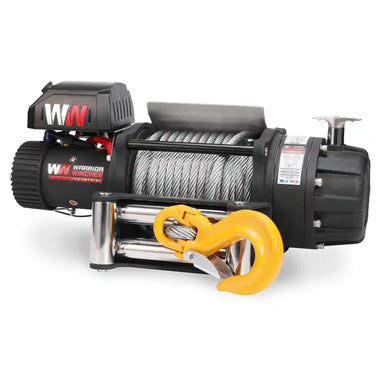 T1000 22,000lb Winch with yellow hook on a white background