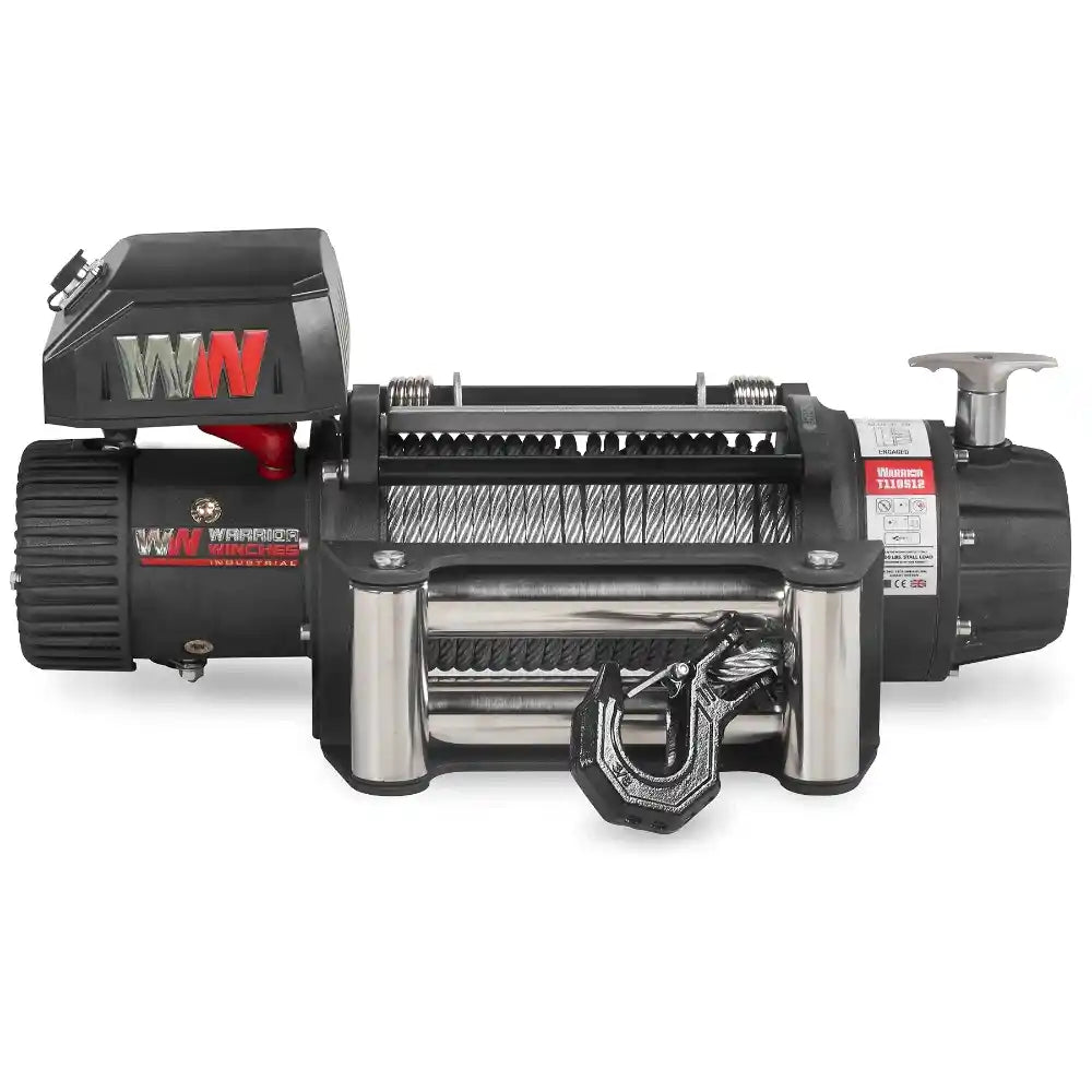 T1000 12,500lb  Winch with steel cable on white background
