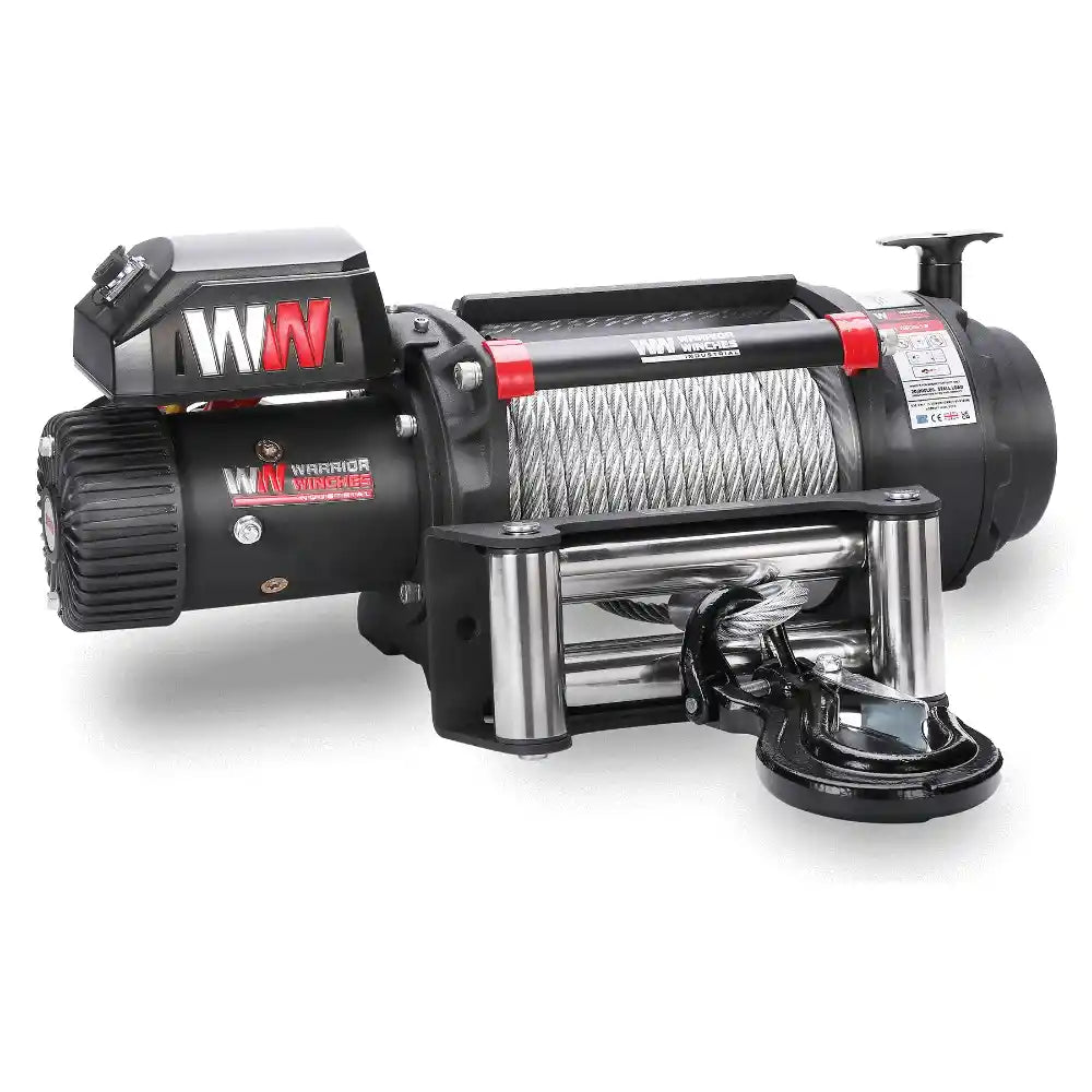 T1000 18,000lb Winch with Warrior branding on a white background