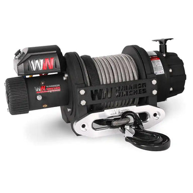 Warrior T1000 25000lb Winch with cable on a white background