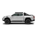 White Colorado truck with installed roof rack on a white background