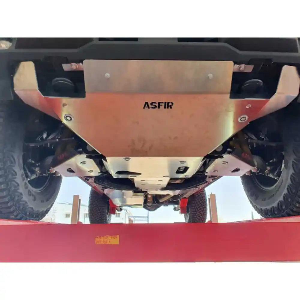 White Ford Bronco equipped with Asfir 4x4 front skid plate for plastic bumper