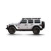 White Jeep Wrangler Rubicon with Starlight roof rack on a white background