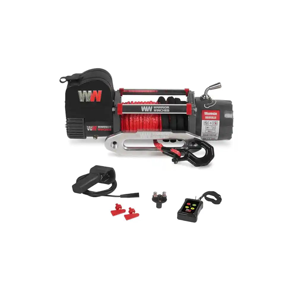 Winch with remote control and accessories on a white background