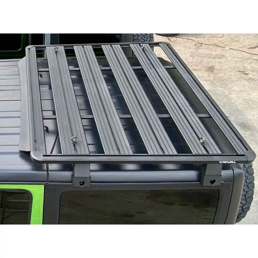 Rival aluminum roof rack mounted on wrangler