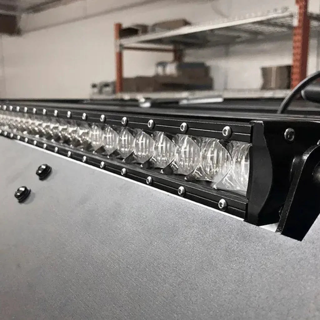 Pair of Cali Raised LED laser-cut brackets for the 40” Prinsu Roof Rack, black semi-gloss powder coat finish