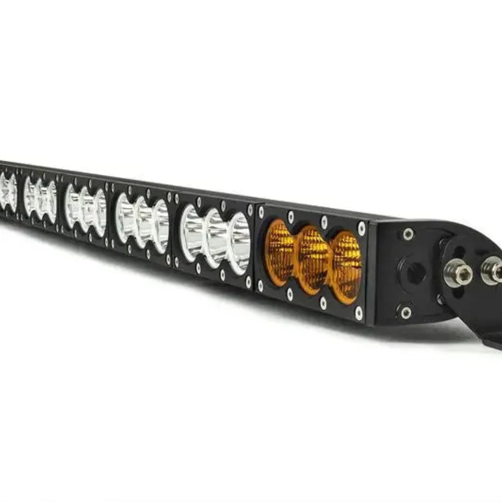 Angled view of the Cali Raised Dual Function Amber/White LED light bar