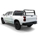 White Chevrolet truck with a adjustable bed rack on a white background