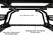 Black metal truck bed rack with labeled features on a white background