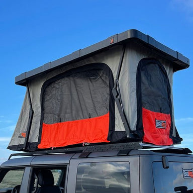 Badass tents Recon Rooftop Tent (Universal Fit) - Onyx Utility Black Pre-assembled Mounted View