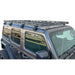 Black DV8 Offroad Roof Rack installed on a dark gray Jeep Wrangler JL 4-Door